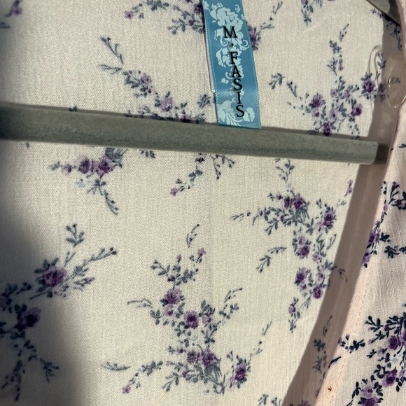 M Fasis Blouse Plus Size 3x Floral Button Up Pink Boho 3/4 Sleeve Front Tie NWT - Picture 4 of 8